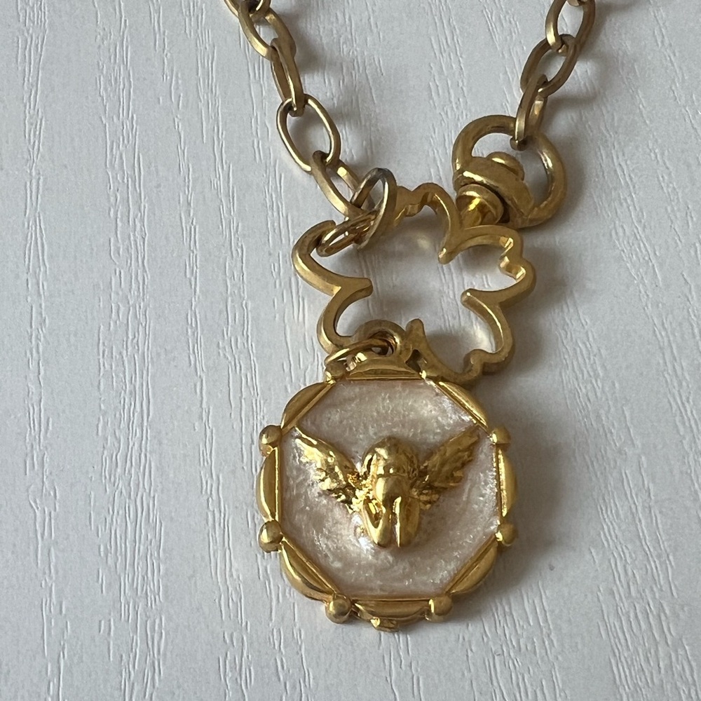 22K Gold Plated Angel Pendant Chain Necklace - Picture 4 of 6